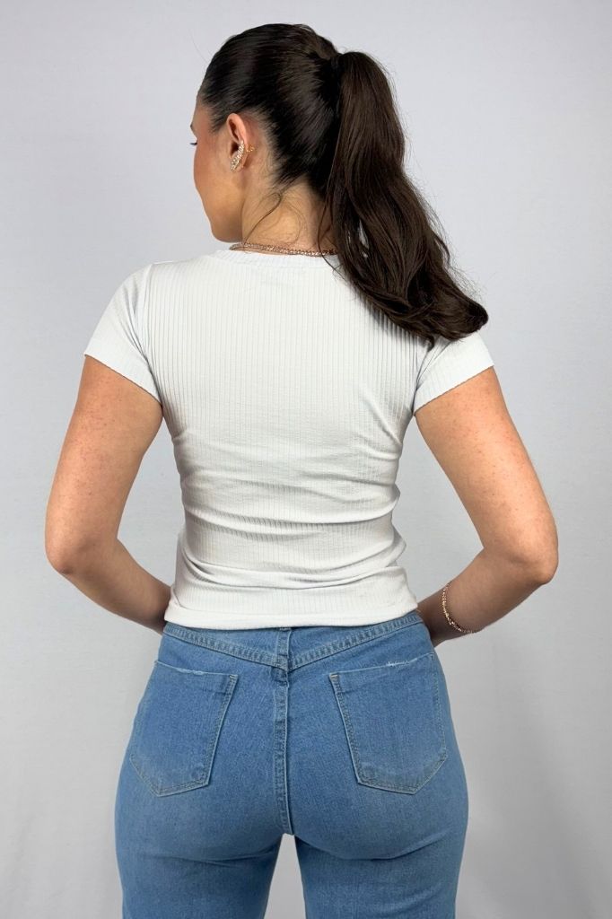Blusa Feminina Gola V em Viscose Canelado