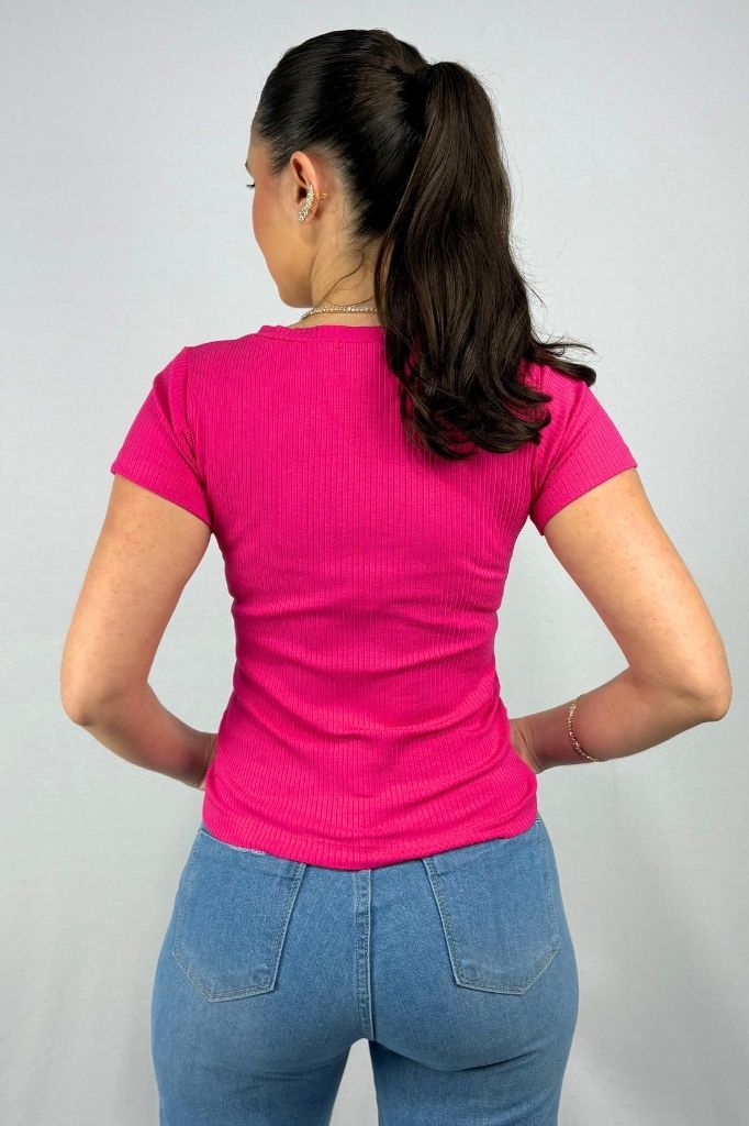 Blusa Feminina Gola V em Viscose Canelado