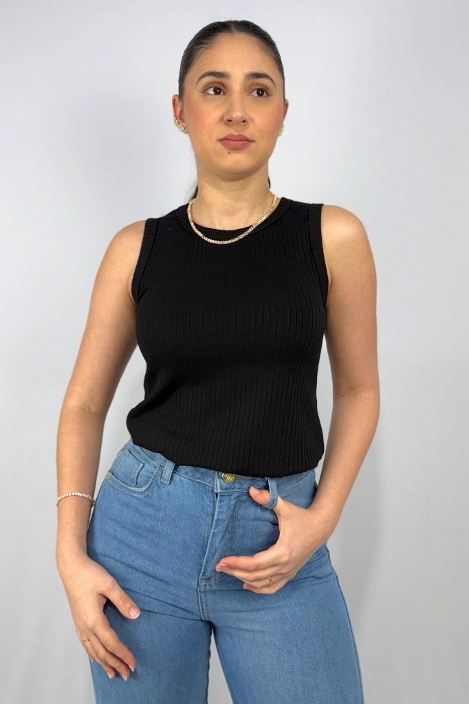 Regata Feminina em Viscose Canelado