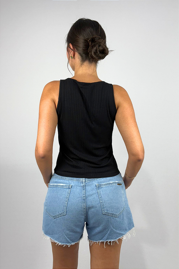 Regata Feminina com Cropped Duplo em Viscose Canelado