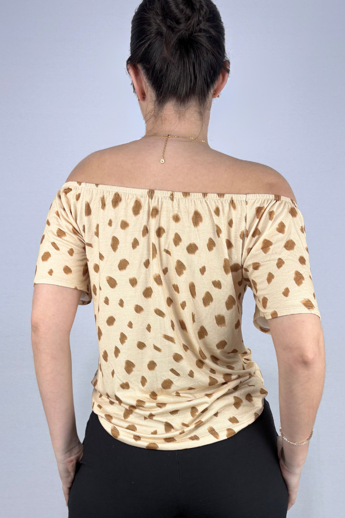Blusa Feminina Ciganinha com Detalhe Frontal em Viscolycra e Estampa Digital