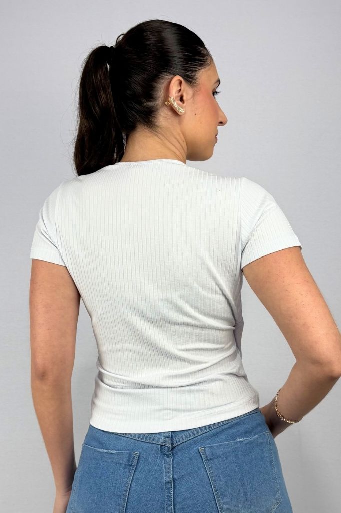 Blusa Feminina com Decote Transpassado em Viscose Canelado