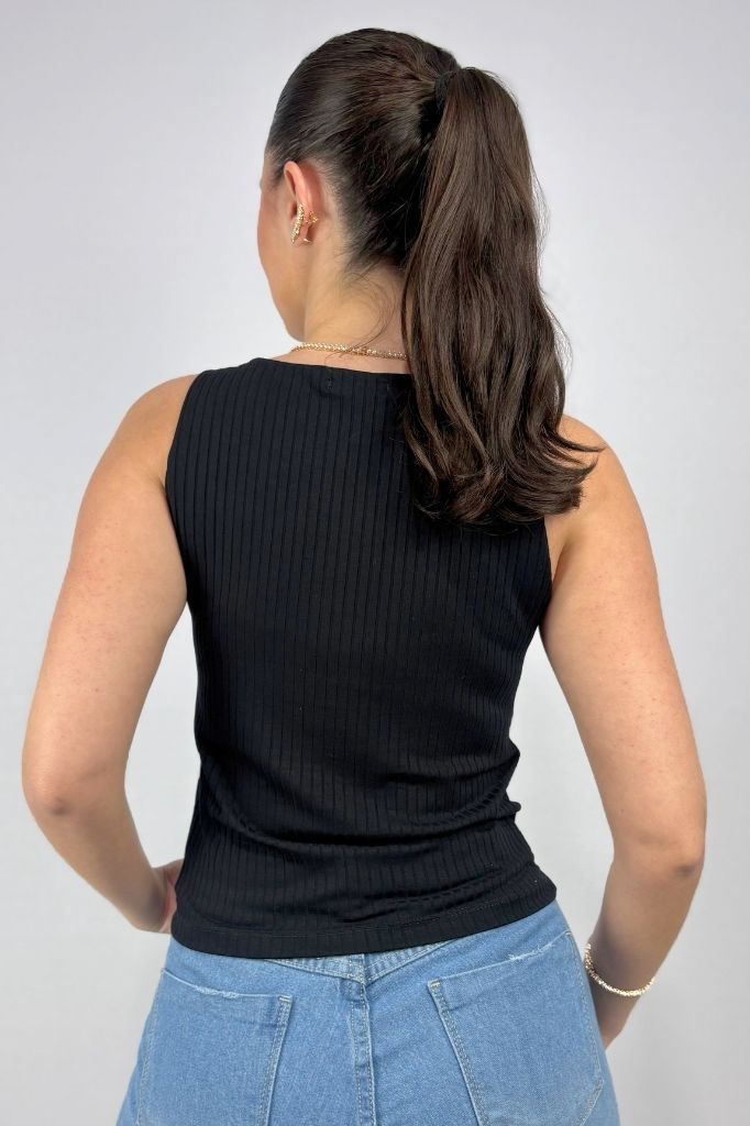 Regata Feminina com Cropped Duplo em Viscose Canelado