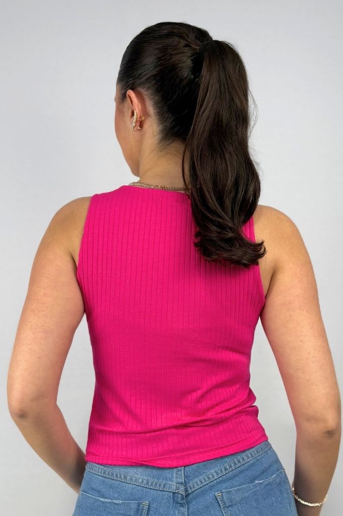 Regata Feminina com Cropped Duplo em Viscose Canelado