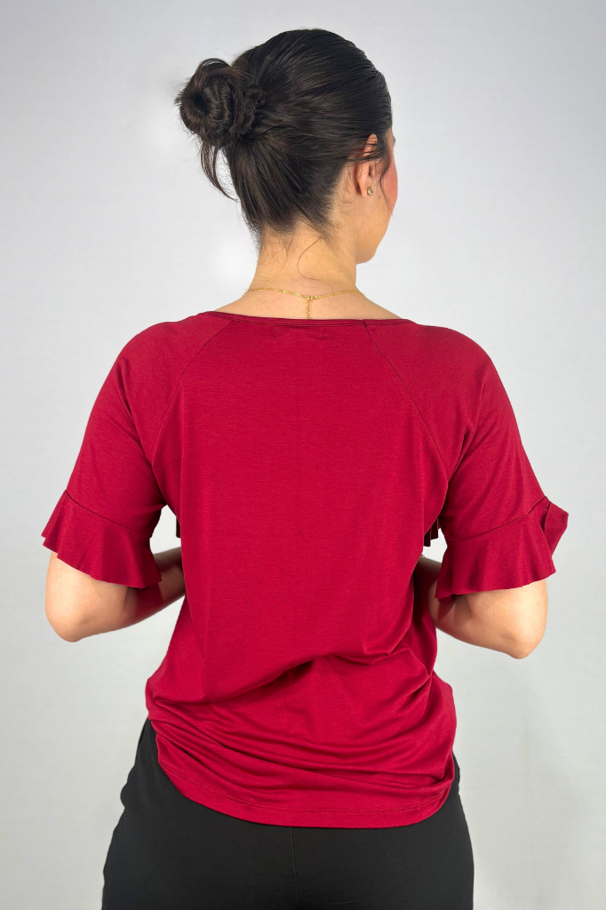 Blusa Feminina com Babado na Manga em Viscolycra