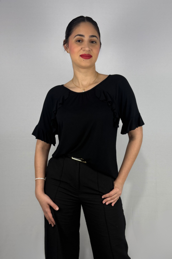 Blusa Feminina com Babado na Manga em Viscolycra