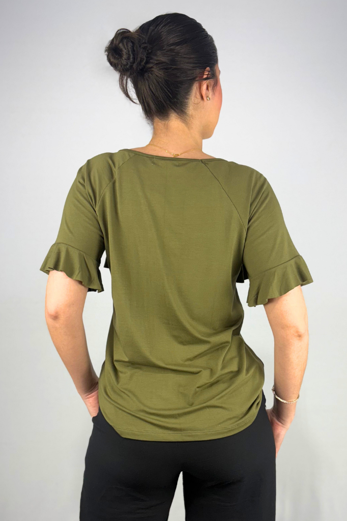 Blusa Feminina com Babado na Manga em Viscolycra