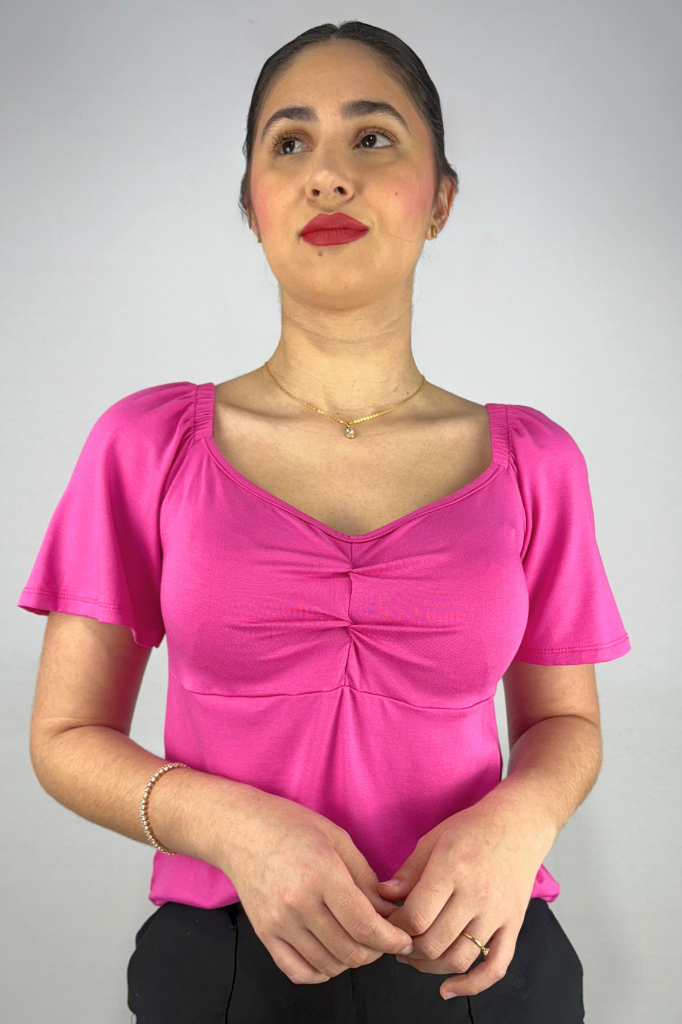 Blusa Ciganinha com Detalhe Frontal em Viscolycra