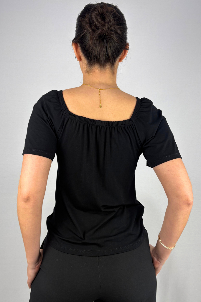 Blusa Ciganinha com Detalhe Frontal em Viscolycra