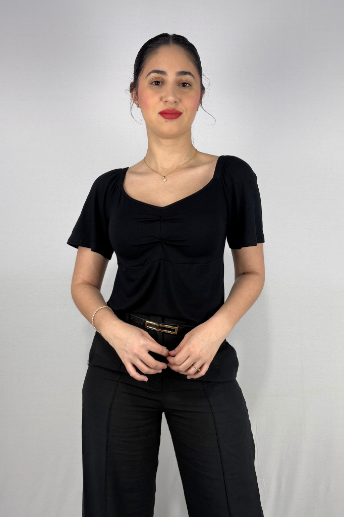 Blusa Ciganinha com Detalhe Frontal em Viscolycra