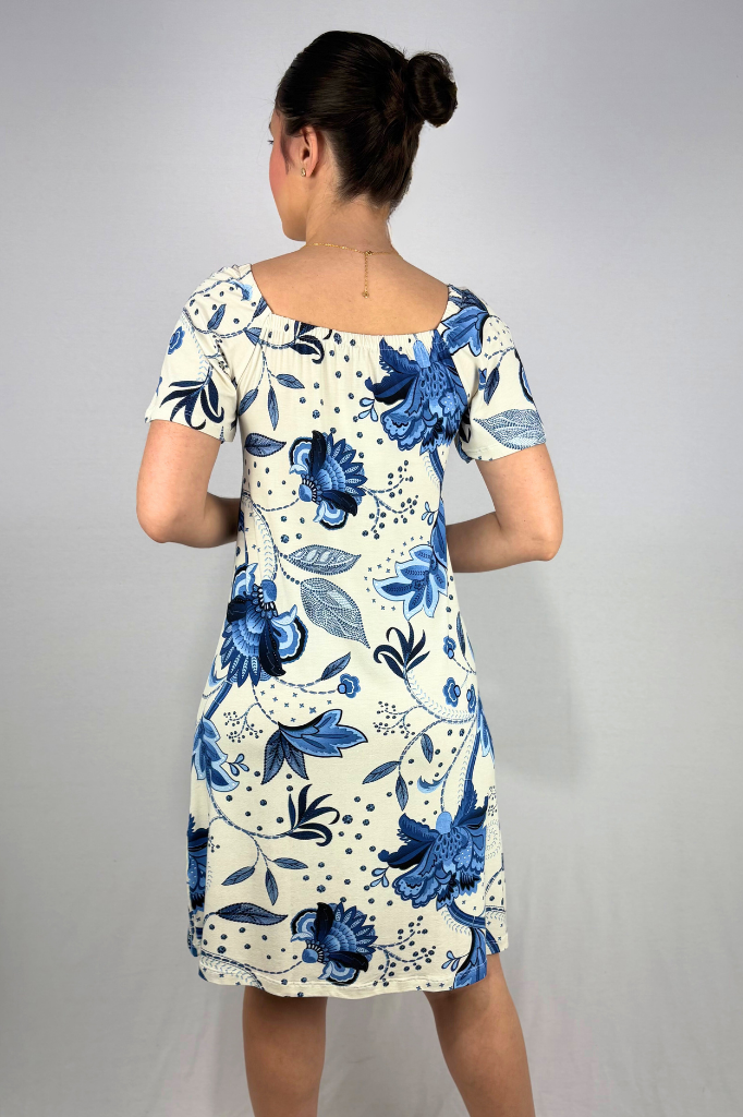 Vestido Estampado com Manga em Viscolycra e Estampa Digital