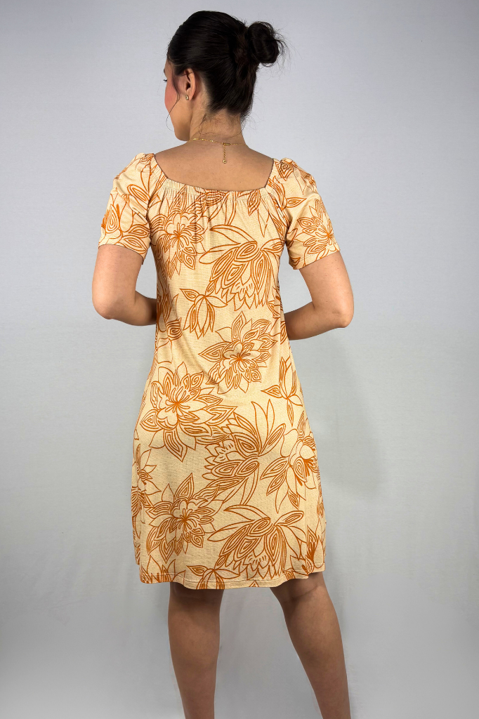 Vestido Estampado com Manga em Viscolycra e Estampa Digital