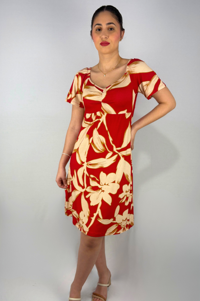 Vestido Estampado com Manga em Viscolycra e Estampa Digital
