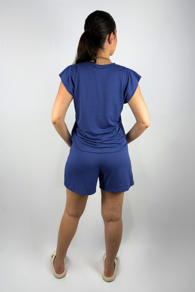 Conjunto Feminino Perondy Blusa e Shorts com Bolso Frontal em Viscolycra Maquinetado