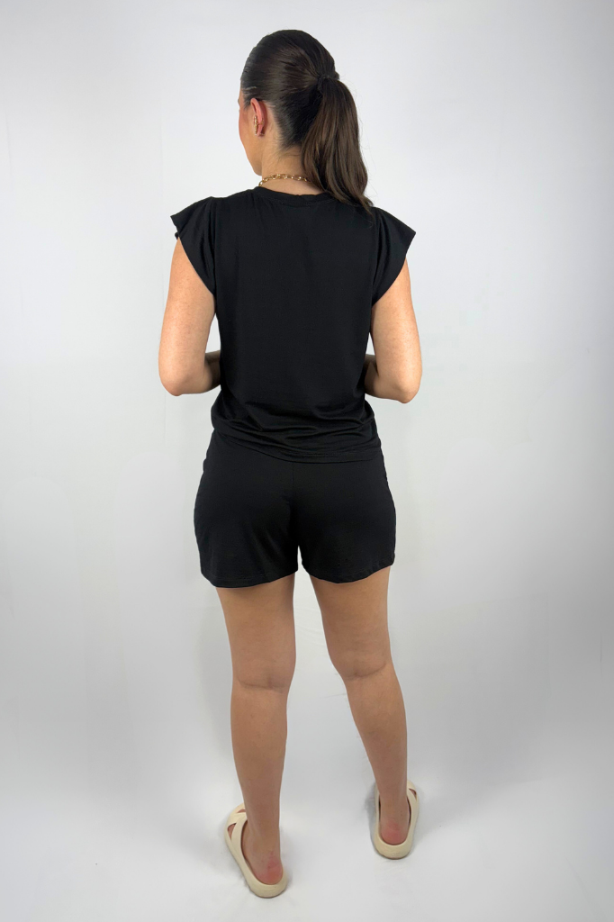 Conjunto Feminino Perondy Blusa e Shorts com Bolso Frontal em Viscolycra Maquinetado