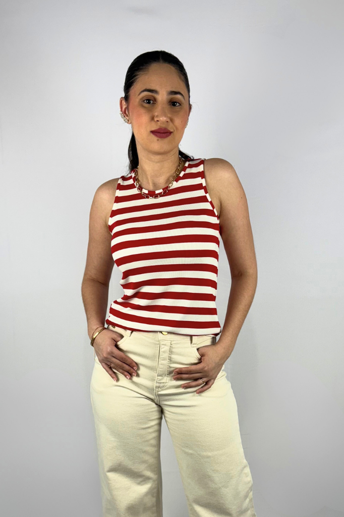 Regata Feminina Listrada em Viscose Canelado Premium