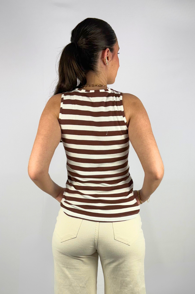 Regata Feminina Listrada em Viscose Canelado Premium