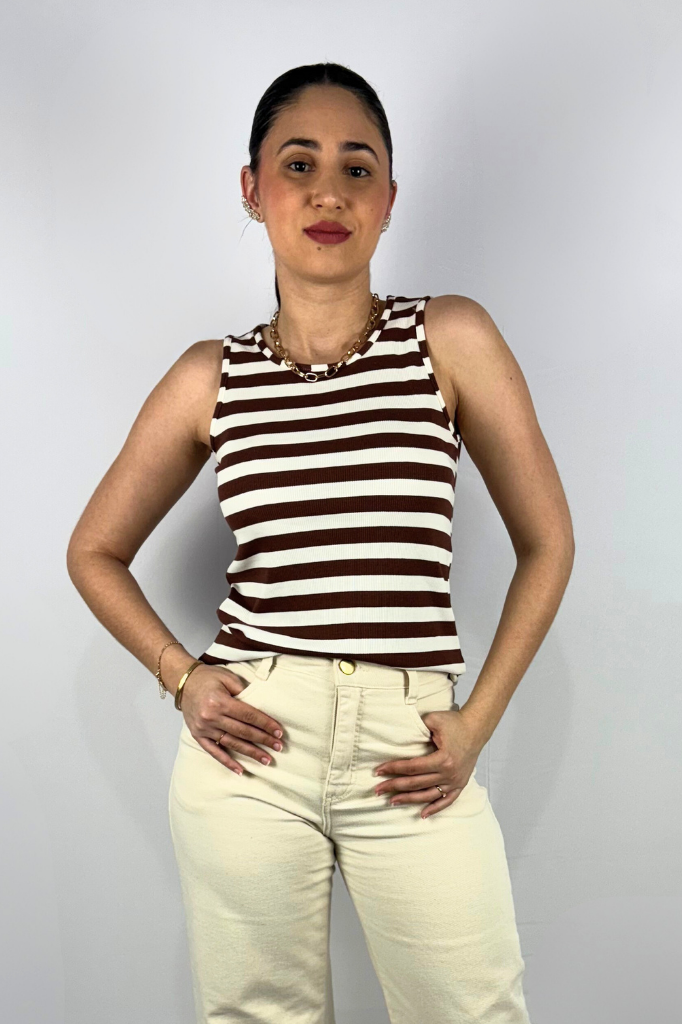 Regata Feminina Listrada em Viscose Canelado Premium