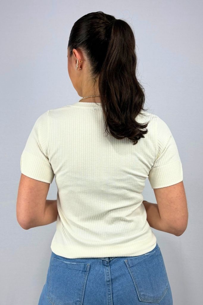 Blusa Feminina com Detalhe na Manga em Viscose Canelado