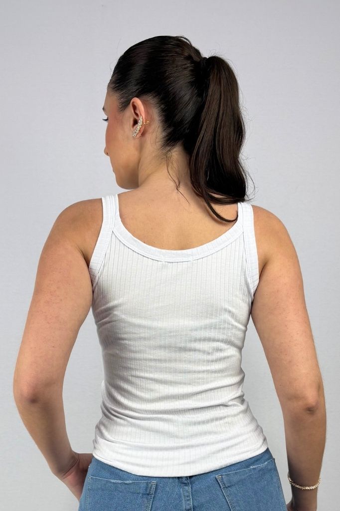 Regata Feminina Alças Largas em Viscose Canelado