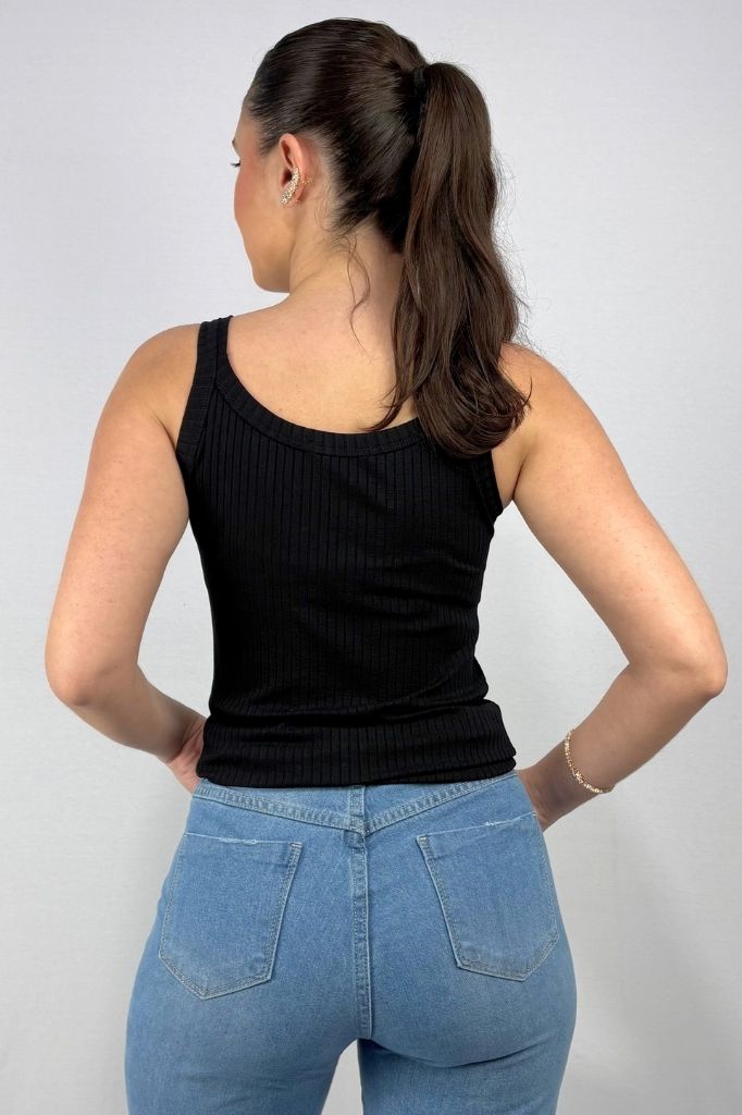 Regata Feminina Alças Largas em Viscose Canelado
