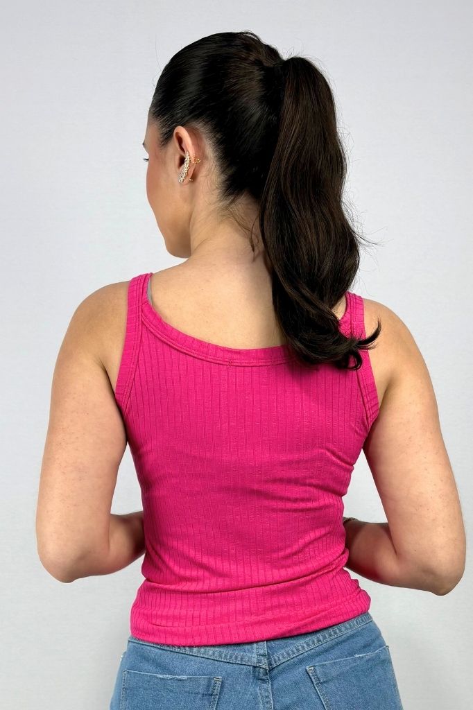 Regata Feminina Alças Largas em Viscose Canelado