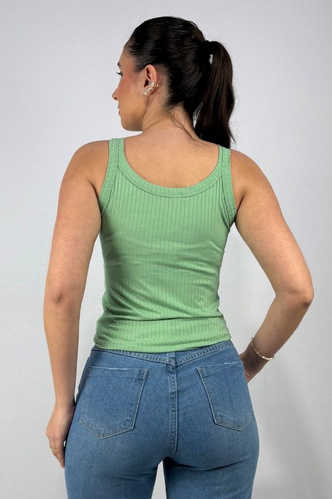 Regata Feminina Alças Largas em Viscose Canelado