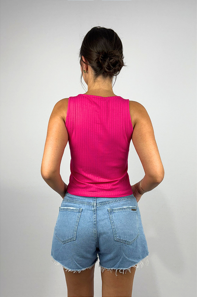 Regata Feminina com Cropped Duplo em Viscose Canelado