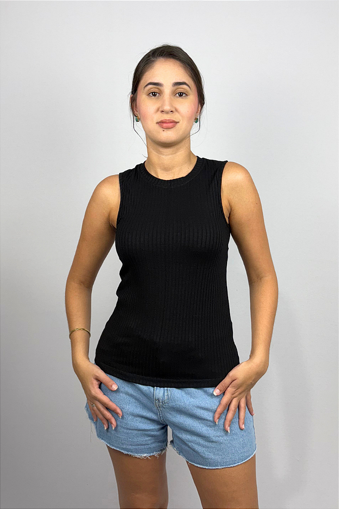 Regata Feminina em Viscose Canelado