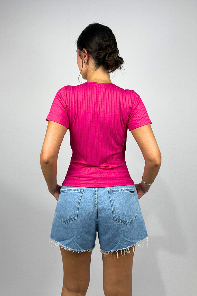Blusa Feminina com Decote Transpassado em Viscose Canelado