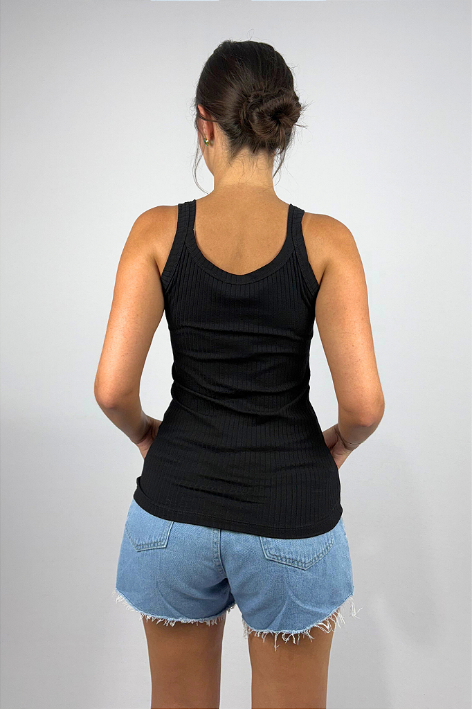 Regata Feminina Alças Largas em Viscose Canelado