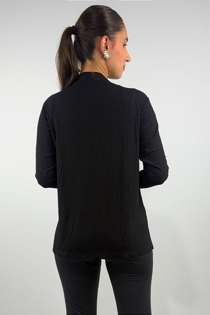 Cardigan com Bolsos em Viscose Canelado