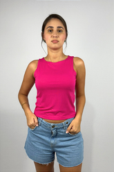 Regata Feminina com Cropped Duplo em Viscose Canelado