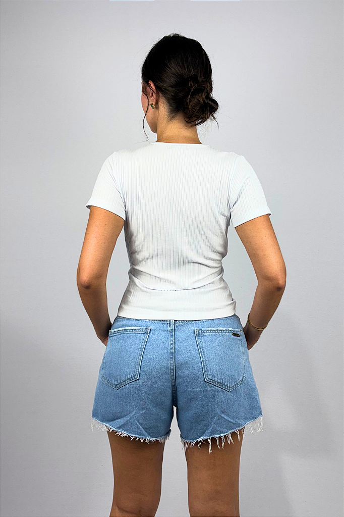 Blusa Feminina com Decote Transpassado em Viscose Canelado