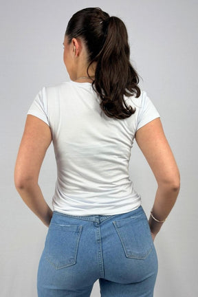 Blusa Básica Feminina Decote V em Malha Viscolycra