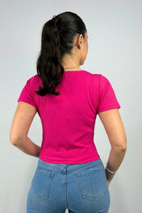 Blusa Feminina com Detalhe de Amarração Frontal em Viscose Canelado
