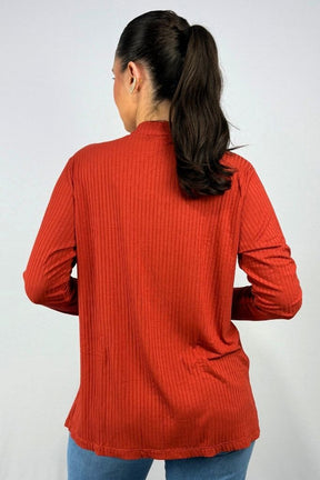 Cardigan com Bolsos em Viscose Canelado