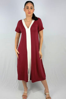 Vestido Midi Bicolor em Viscolycra