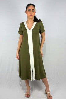 Vestido Midi Bicolor em Viscolycra