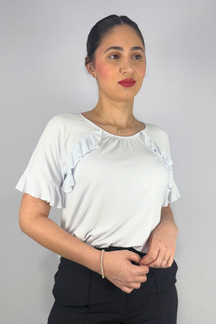 Blusa Feminina com Babado na Manga em Viscolycra