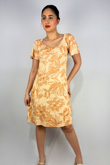 Vestido Estampado com Manga em Viscolycra e Estampa Digital