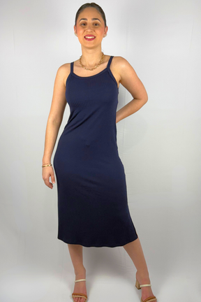 Vestido Midi de Alcinha em Viscose Canelado