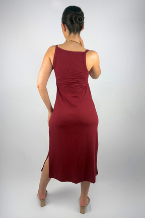 Vestido Midi de Alcinha em Viscose Canelado