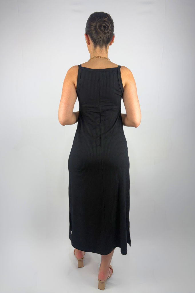 Vestido Midi de Alcinha em Viscose Canelado