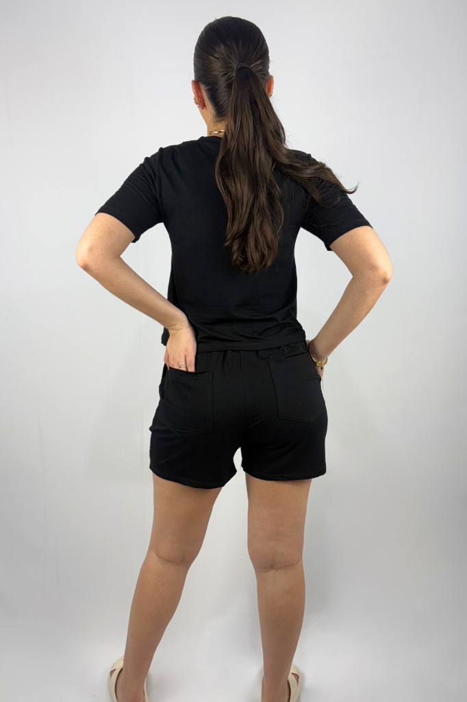 Conjunto Feminino Perondy Blusa e Shorts com Bolso em Viscolycra Maquinetado