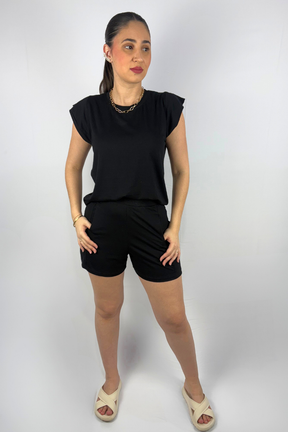 Conjunto Feminino Perondy Blusa e Shorts com Bolso Frontal em Viscolycra Maquinetado