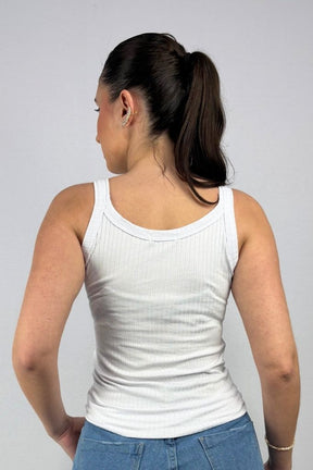 Regata Feminina Alças Largas em Viscose Canelado