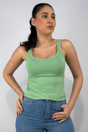 Regata Feminina Alças Largas em Viscose Canelado