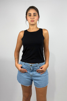 Regata Feminina com Cropped Duplo em Viscose Canelado