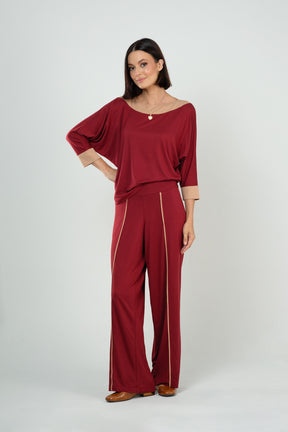 Conjunto Calça e Blusa Manga Morcego em Viscolycra Maquinetado